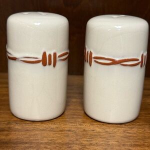 Western Barbed Wire Salt and Pepper Shakers Cowboy Glazed Terracotta Clay